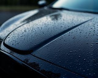 Wasser perlt perfekt von einer versiegelten Motorhaube ab